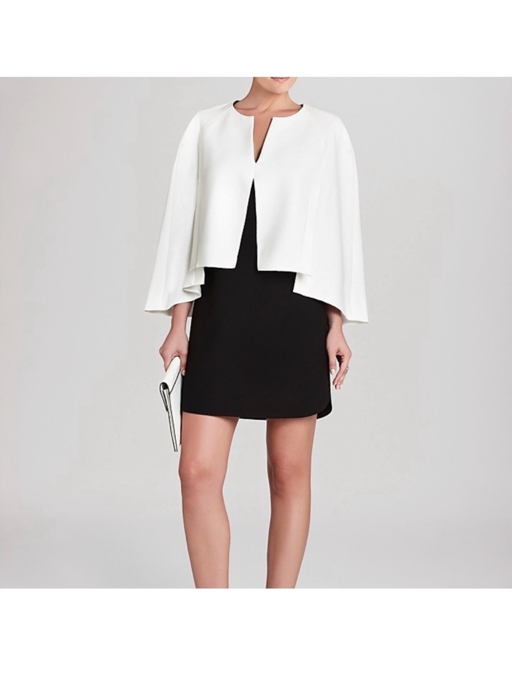 BCBGMaxAzria Black Mini Skirt with White Capelet